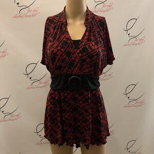 Rikki J. Size M/L. Stretch Belted Ruffled Edge Tunic or Short Dress. SS. B60